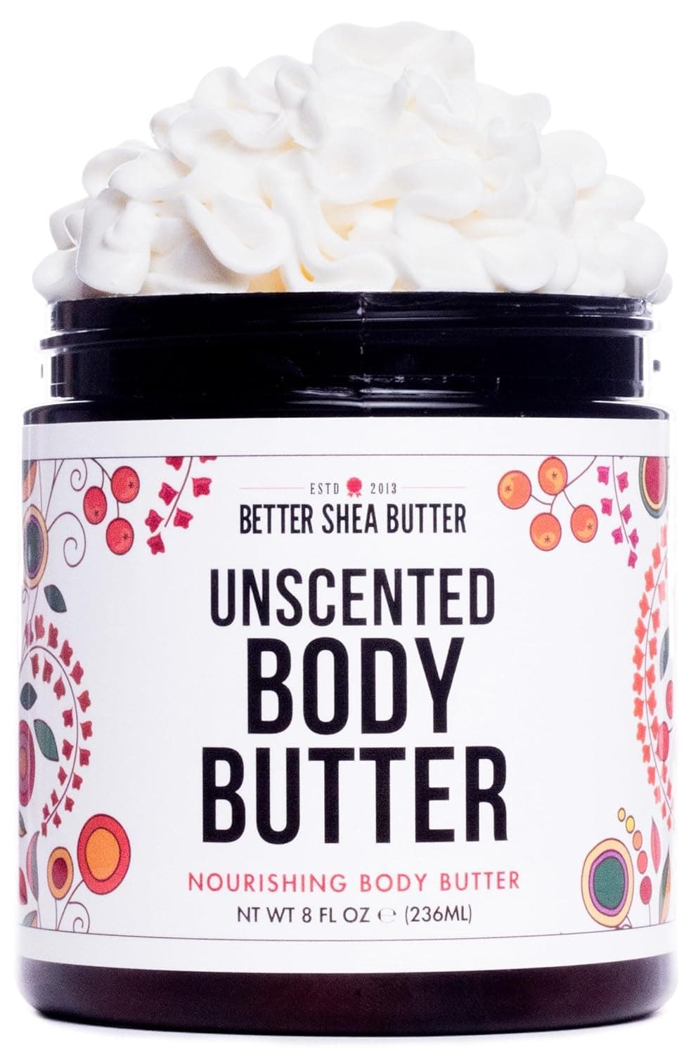Whipped Body Butter for Dry Skin UNSCENTED Rich Body Moisturizer with Raw Shea Butter Body Lotion for Sensitive Skin Paraben Free No Synthetic Fragrances Non Greasy Body Cream 8 oz