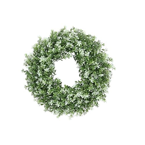 SEVENLOVE 15inch Boxwood WreathArtificial Boxwood Wreath for Front Door Spring Summer Greenery Wreaths for Front Door Farmhouse Wedding Green Year Round Indoor Outdoor