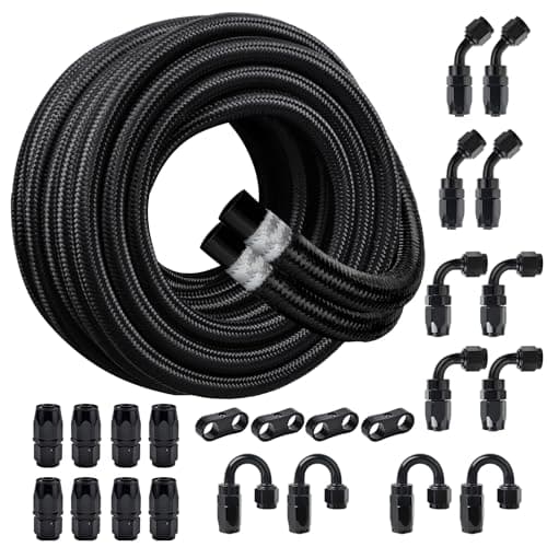 EVIL ENERGY 33FT 8AN Fuel Line Kit 8AN Nylon Braided Fuel Line Hose with 24PCS Fittings Kit CPE Fuel Hose