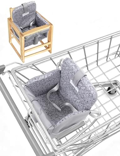 Sprouterie Shopping Cart Cover for Baby Girl and Boy High Chair Cover for Restaurant Padded Grocery Cart Seat Cover Swing Insert for Infant Toddler Durable Machine Washable Dark Grey
