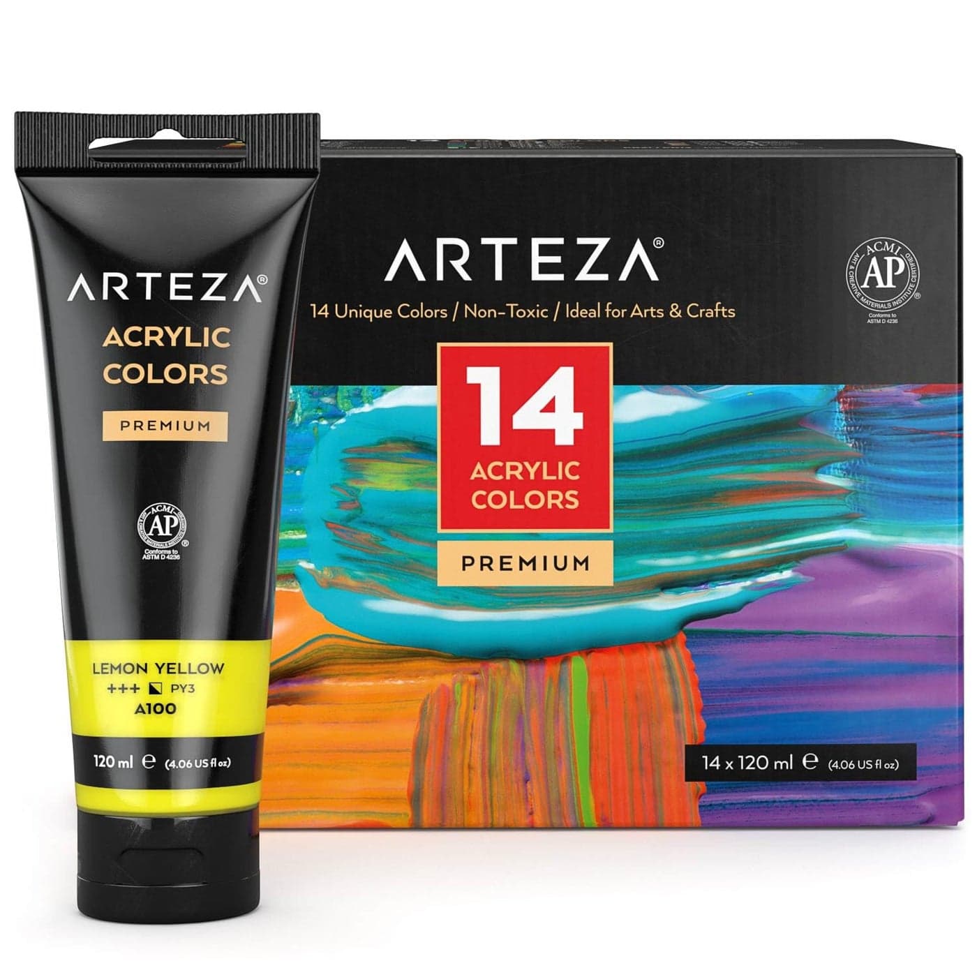 ARTEZA Acrylic Paint 120ml Assorled Colour Set of 14