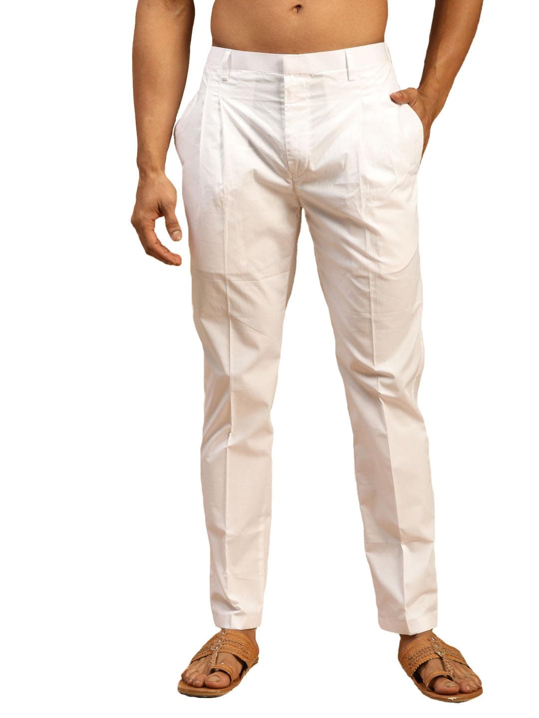 VASTRAMAY Men’s White Pyjama | Comfortable Ethnic Bottom Wear for Weddings & Festivals