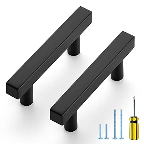 Ravinte Cabinet Handles 30 Pack - 2-1/2 Inch Matte Black Square Pulls, 4 Inch Overall Length - Kitchen Hardware Drawer Pulls