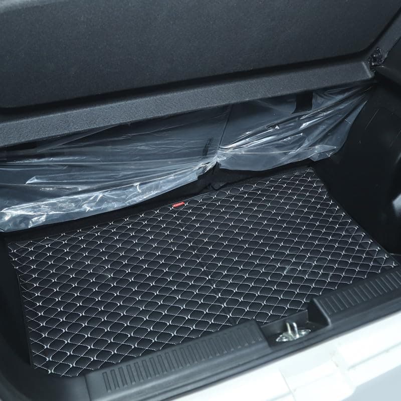 AUTOFIT 3 Layer Heat/Water Proof PU Leatherite Car Trunk/Boot/Dicky Mat for (Black and Silver Leather, WAGONR 2019-2025)