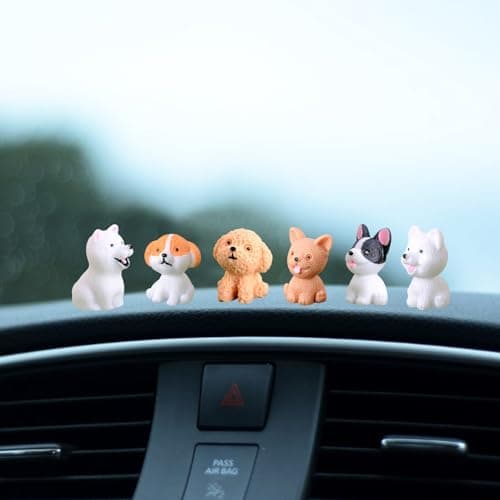 Z-synka 6PCS Dog Car Interior Accessories for Dashboard Decorations Rearview Mirror Decor,for Car Home Garden Office Computer Monitor Figurines Decor,Dog Loves Gifts for Women Girl Men