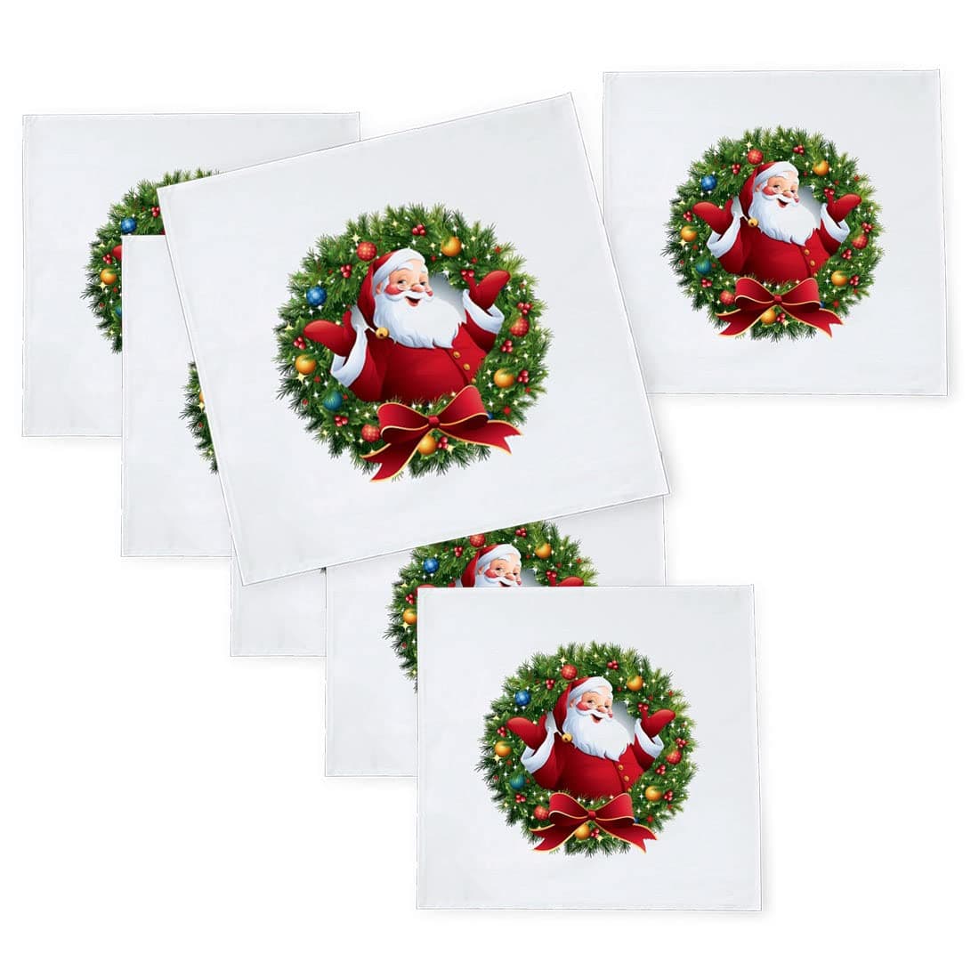 Khakee 6 Pcs Christmas Theme Silk Table Napkins 10x 10 for Xmas Decoration Christmas OrnamentsChristmas Giftxmas21681