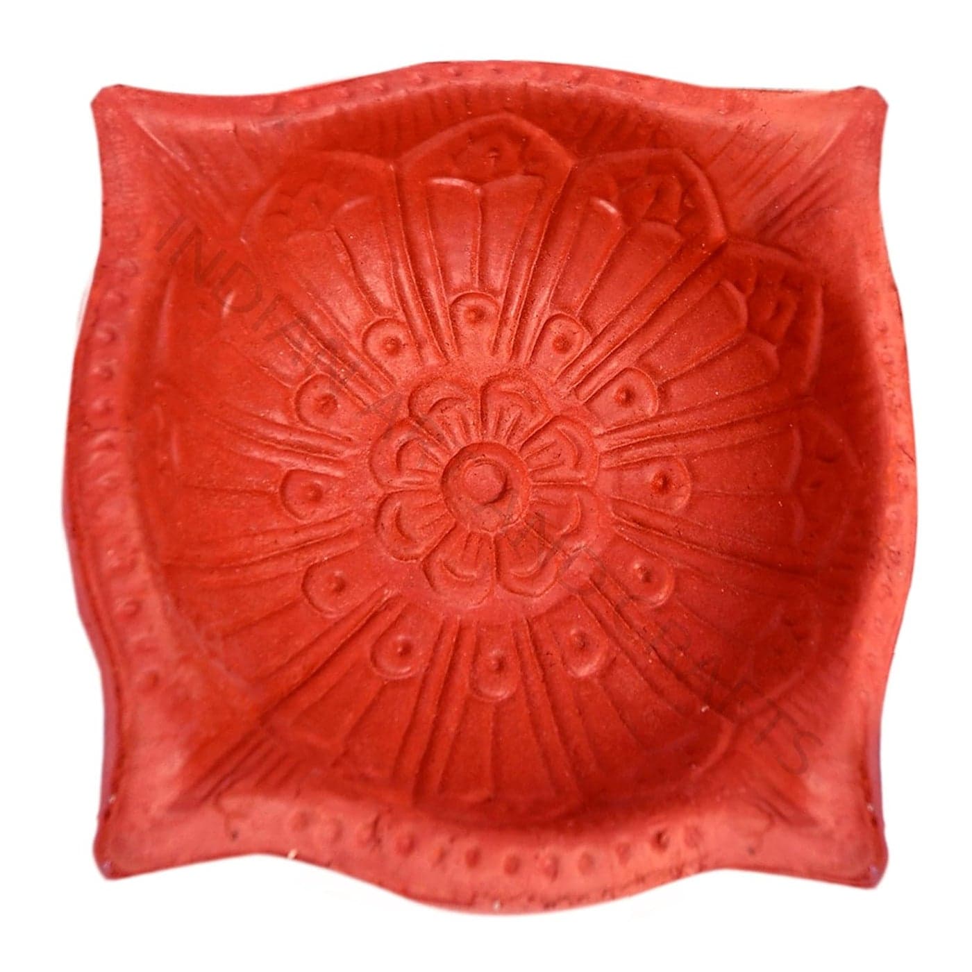 Indian Crafts Handmade Designer Clay Diya Four mukh mukhi batti Diya Oil lamp Terracotta Diya for Diwali Pooja Decoration Set of 1 pic Deepak Diya with 1 Packet Long Cotton Wicks Big Chamukha