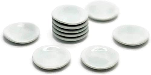 1shopforyou 10 White Round Dish Mini Ceramic Plates Decorative Accents Small Display Pieces for Home Dcor Craft Styling