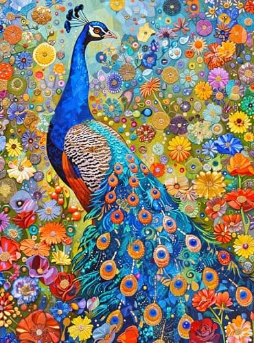 Cross Glory 1000 Piece Jigsaw Puzzle for Adults Peacock Noir Gilded Peacock Garden Puzzle Vibrant Gustav Klimt Inspired Artwork 20x27 Inches Flower Puzzle
