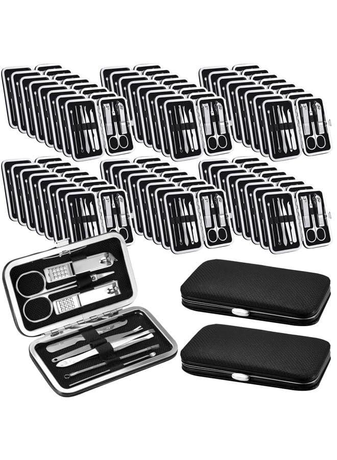 50 Set Travel Manicure Kit Nail Clippers Pedicure Professional Nail Care Tools Stainless Steel Grooming Nail Set with Portable Travel Case Gifts for Family(Black)