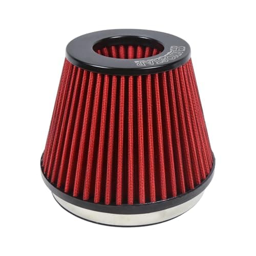 KYOSTAR Universal 6" (152mm) High-Flow Air Filter, Reusable Cone Cold Air Intake, High Performance, Washable, Clamp-On Car High Flow Air Kit, Flange Diameter: 6 Inch, Filter Height: 6.2 Inch, Red