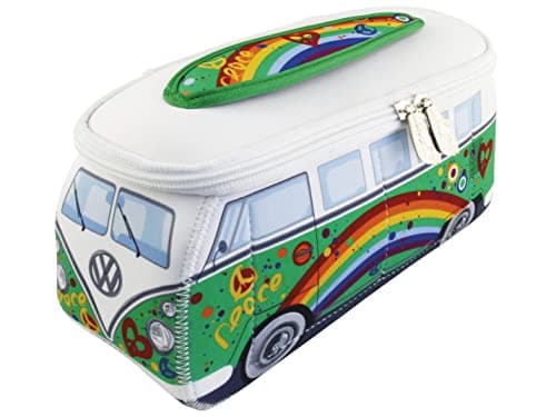 BRISA VW Collection Volkswagen Neoprene Universal Makeup Cosmetics Toiletry Travel Pharmacy Bag in T1 Bus Design PeaceGreen Small 91 x 43 x 31 inches