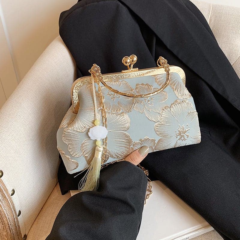 Chinese Style Cheongsam Bag Dinner Bag Style Fine High Quality Silk Bag Ethnic Style Tassel Bag
