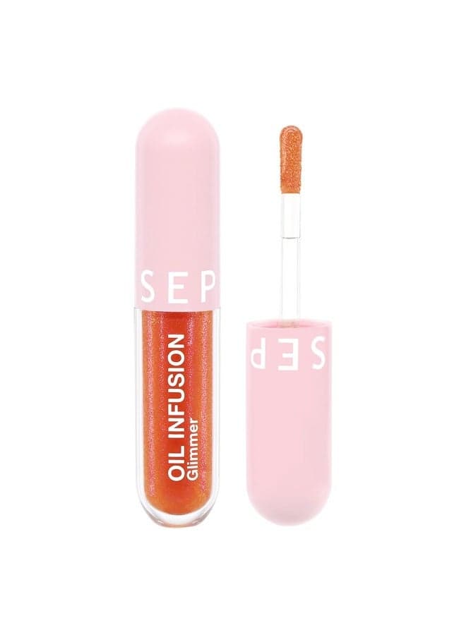 SEPHORA COLLECTION Oil Infusion Hydrating Lip Oil – Peach - Sheer Orange & Rosy Shimmer 3ml | Nourishing, Non-Sticky Shine with Sheer Color Tint