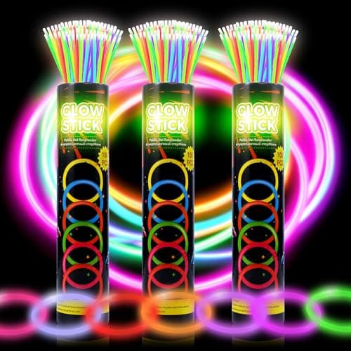 JSronms 300 Ultra Glow sticks bulk party pack8 Neon Glowsticks Easter Party FavorsGlow sticks for kidsHalloween Glow in the Dark Party Supplies PackWith Bracelets and Necklaces