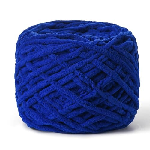 Fluffy Chenille Chunky Yarn for Crocheting 100g656yd Baby Yarn for Crocheting Soft Velvet Yarn for Crochet Blanket Amigurumi Crochet YarnSapphire Blue