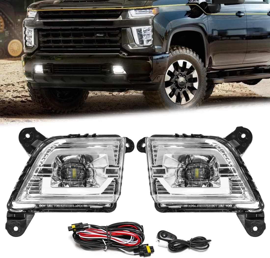 VGETTING LED Fog Light Kit for Chevy Silverado 2019-2021 - Front Bumper Driving Light with Wiring Harness