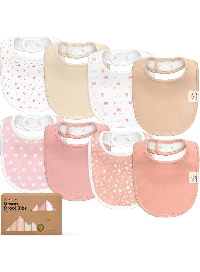 8-Pack Organic Baby Bibs for Boys, Girls - Soft Cotton Drooling and Teething Bibs for Baby Girl & Boy, Extra Absorbent, Easy to Clean & Put On for Toddler, Newborn, Infant 0-24 Months (Butterflies)