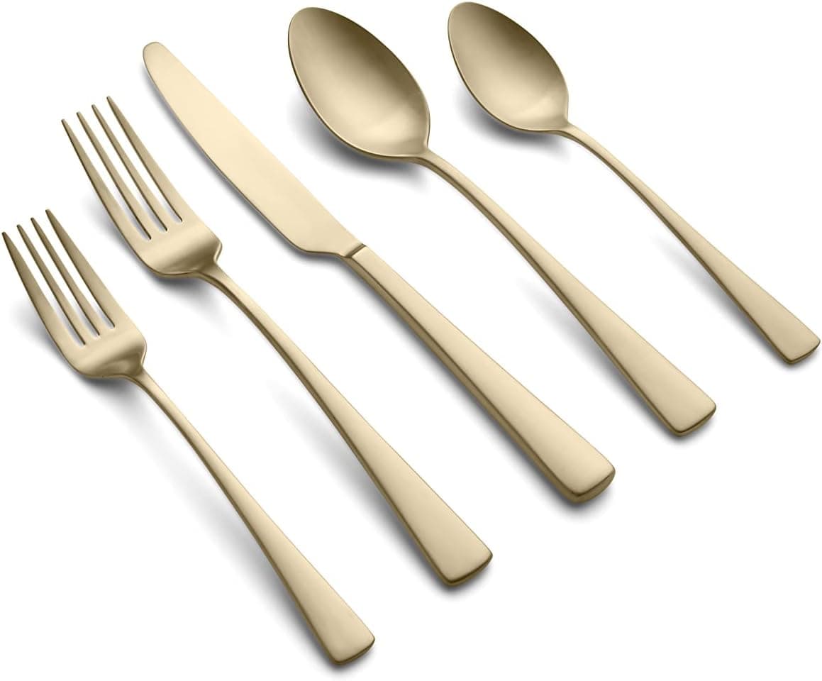 CAMBRIDGE Champagne Satin Cerys 20Piece Flatware Set Service for 4 512020CKW12DS