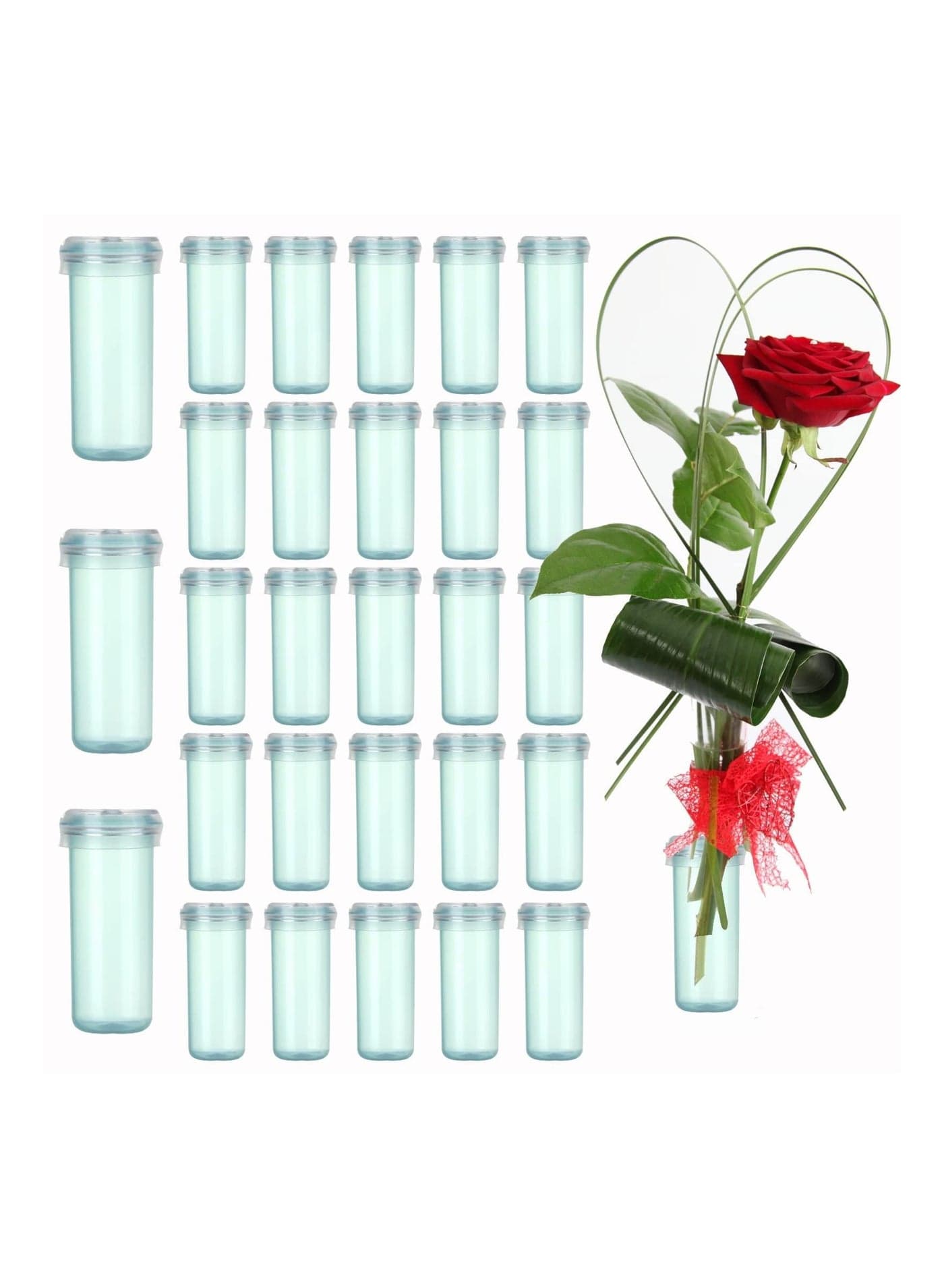 200 Pack Floral Water Tubes 1.6 Inch Flower Vials for Small Mini Arrangement, Milkweed, Cutting, Green