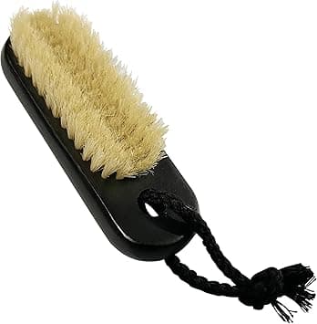 Coralpearl Wooden Nail Brush Cleaner Black X 1 in 100 Natural Boar Bristle for Cleaning Hand Finger Foot Toe Fingernail Toenail Scrub Brush for Men Women Kids Manicure Pedicure Care with Rope