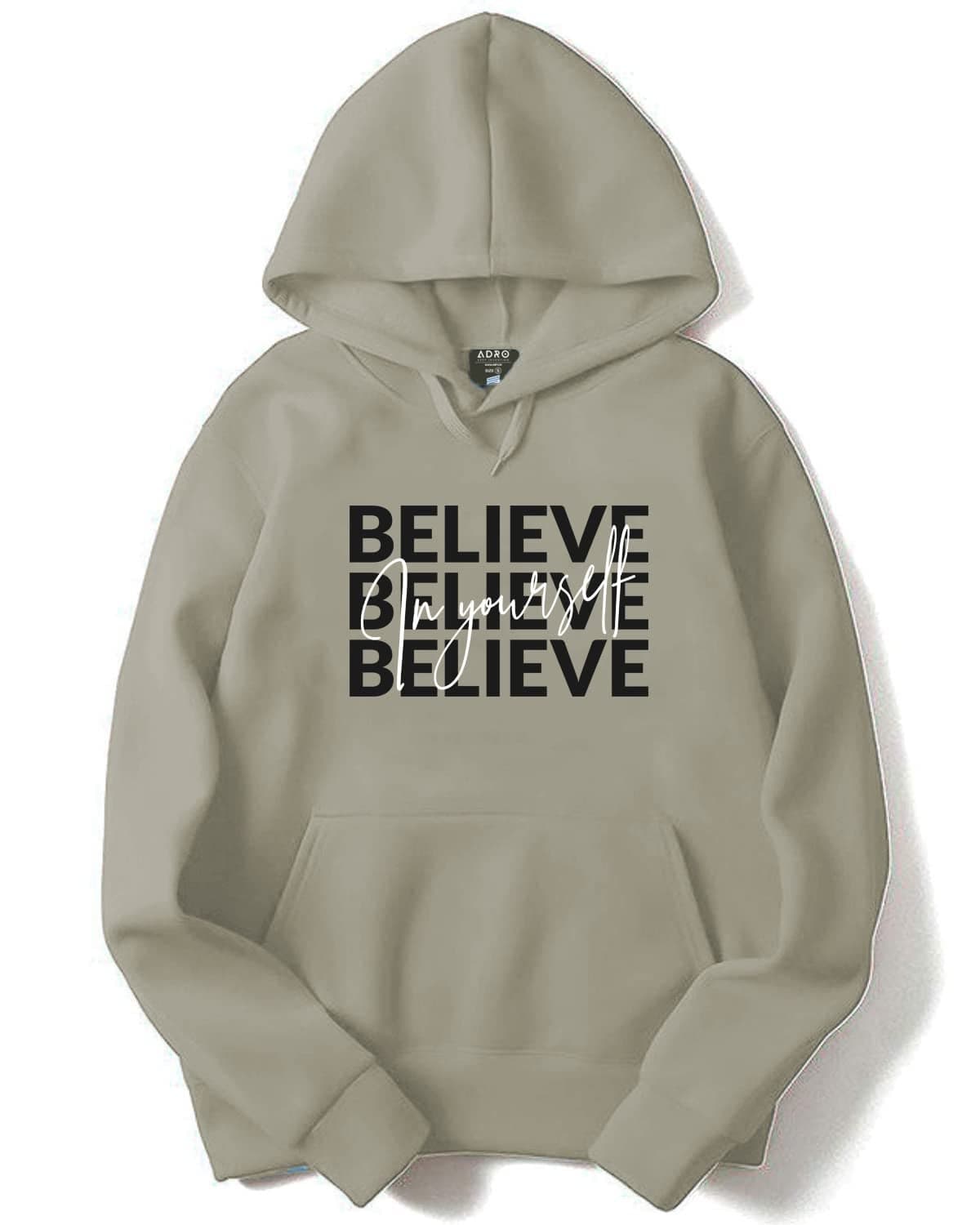 ADRO Men's Cotton Neck Hooded Sweatshirt (H22-M-INV-CH_Beige_S)