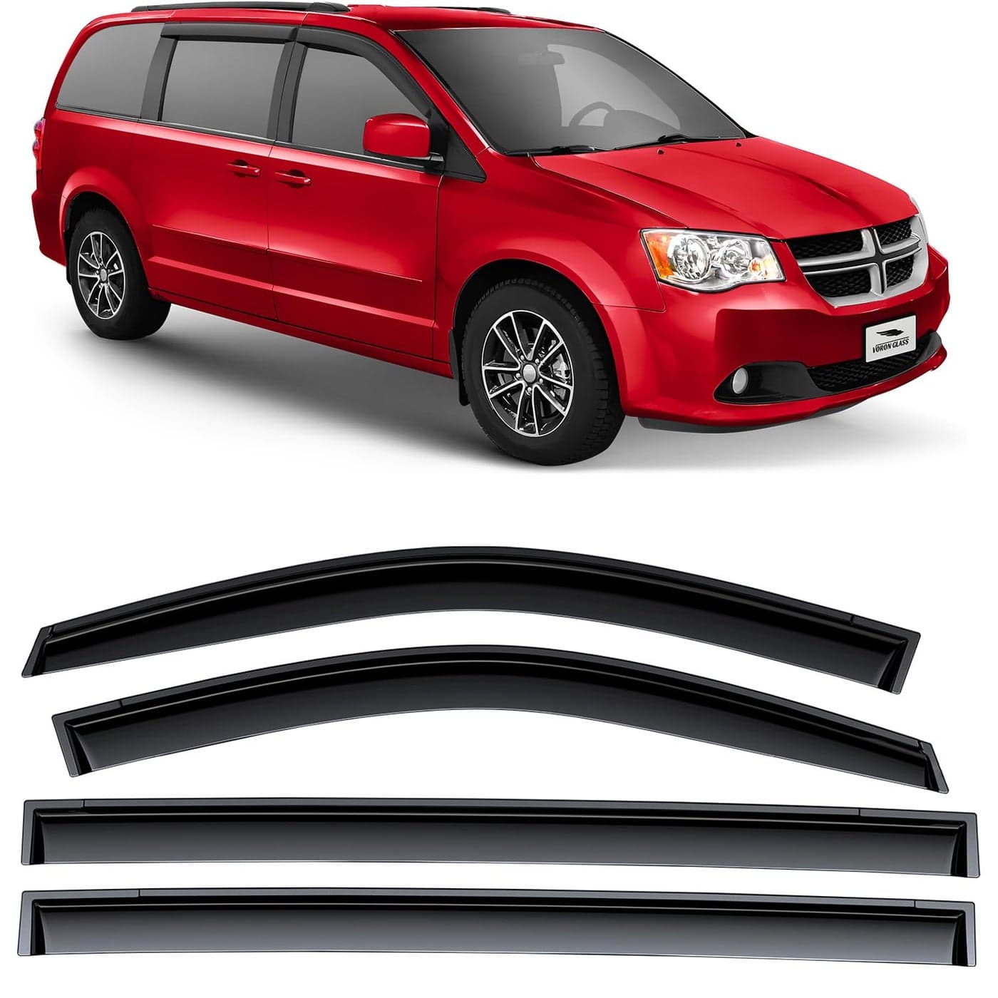 Voron Glass Tapeon Extra Durable Rain Guards for Dodge Grand Caravan 20082020Chrysler TownCountry 20082016Volkswagen Routan 20092014 Window Deflectors Vent Window Visors 4 Pieces100435