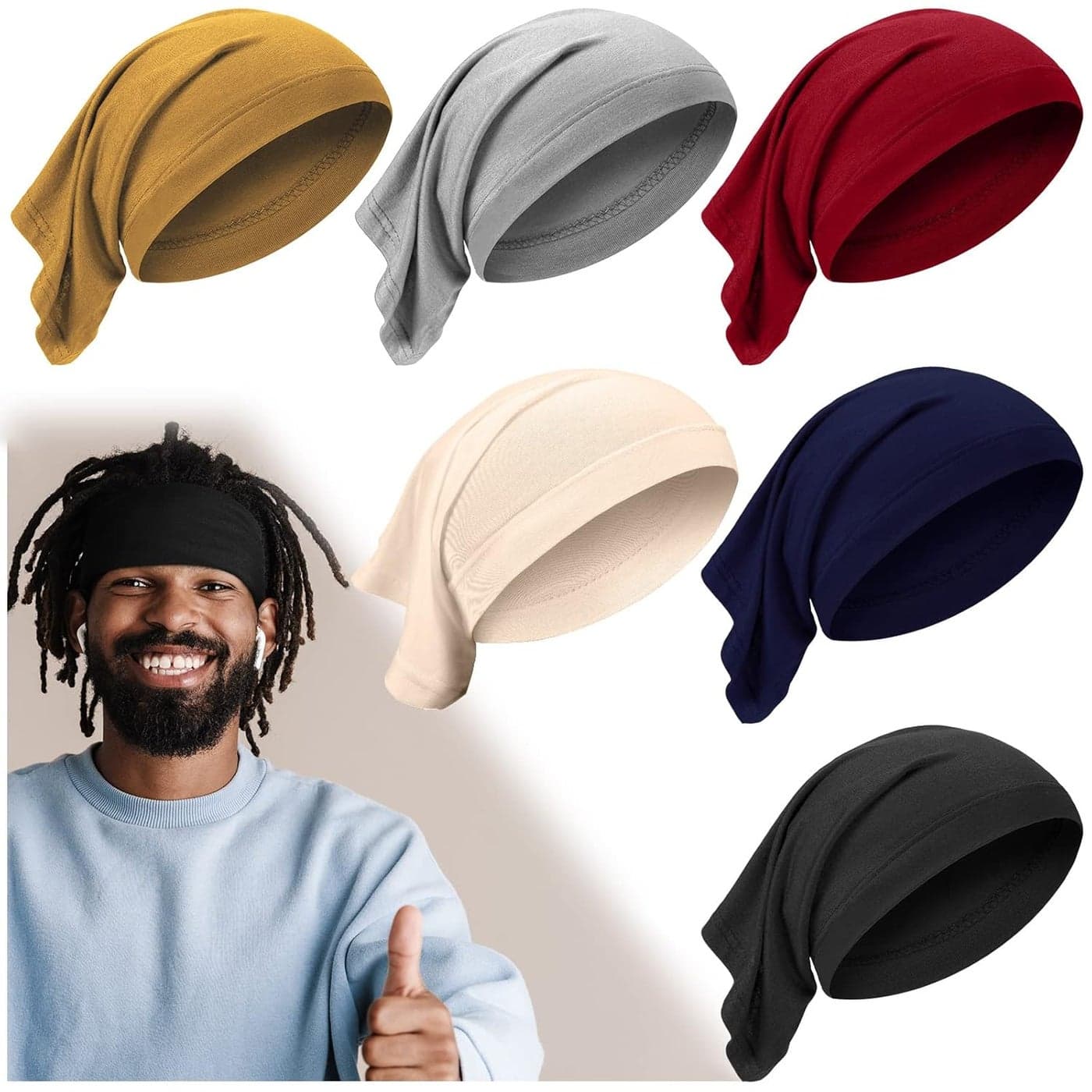 SATINIOR 6 Pcs Spandex Dreadlock Cap Dreadlock Tube Bands Unisex Men Women Elastic Hair Dreads Head Wraps Headbands for Dreads Accessories 6 ColorsBright Color