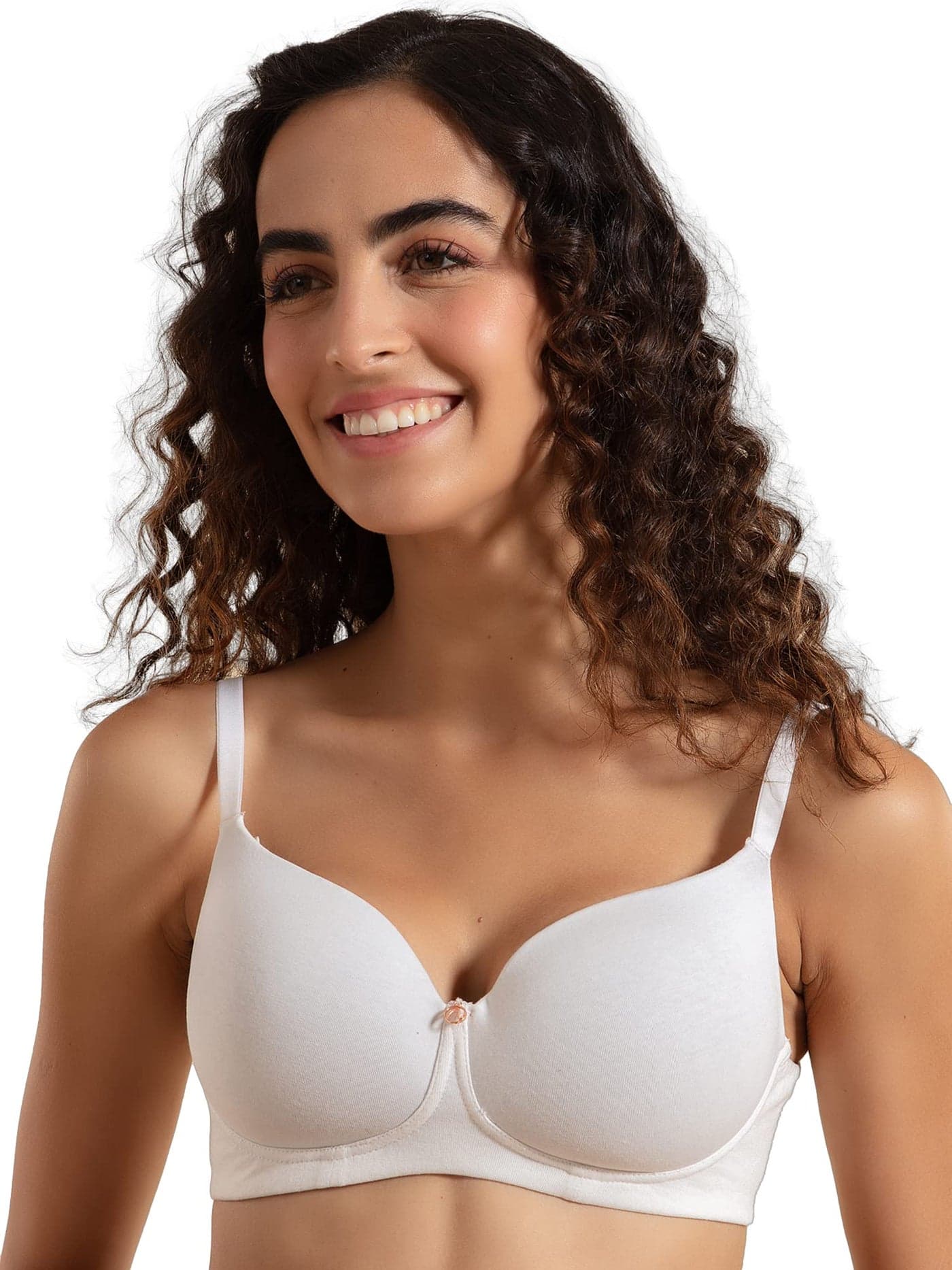 NYKD by Nykaa Wireless Everyday Cotton T-Shirt Bra for Women Daily Use - Wire-Free Shaping Bra, Padded, 3/4th Coverage - NYB094 (White,34B)