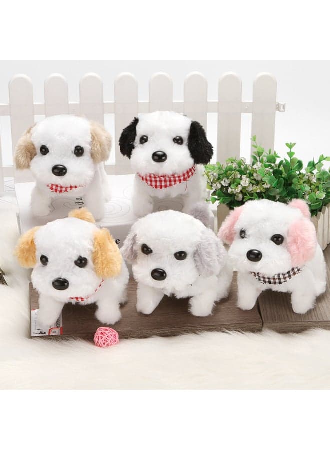 Children's Simulation Toy Electric Dog 1-3 Teddy Bunny Cat Pet Stall Electronic Pet Plush Toy-Color:Big-headed Dog Light Brown (scarf Random Color)