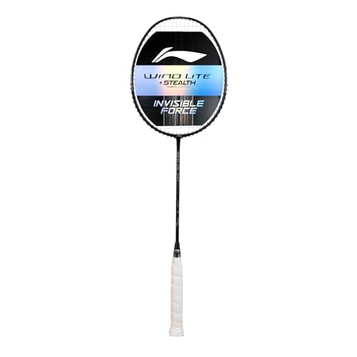 Li-Ning Wind Lite Stealth Carbon Fibre Strung(Black/Grey/Black) Racket with Free Full Cover