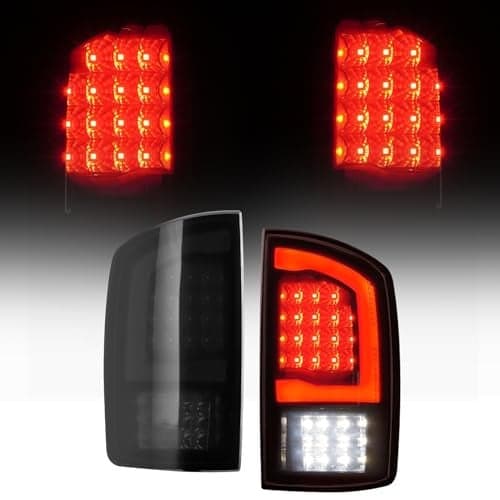 WonVon LED Taillights Assembly Compatible for 2002-2006 Dodge Ram 1500 2003-2006 Dodge Ram 2500 3500, Smoked Lens Rear Brake Light Replace CH2800147, CH2801147, black