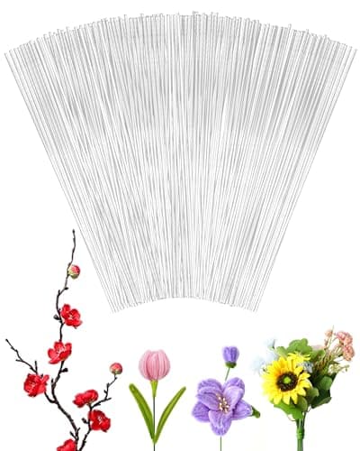 100 PCS FIVEIZERO 18 Gauge White Floral Wire Stems for Artificial Flower MakingFlorist WireFlower Wires for CraftsAlambre para Flores for Wreaths Flower Arrangements and DIY Projects