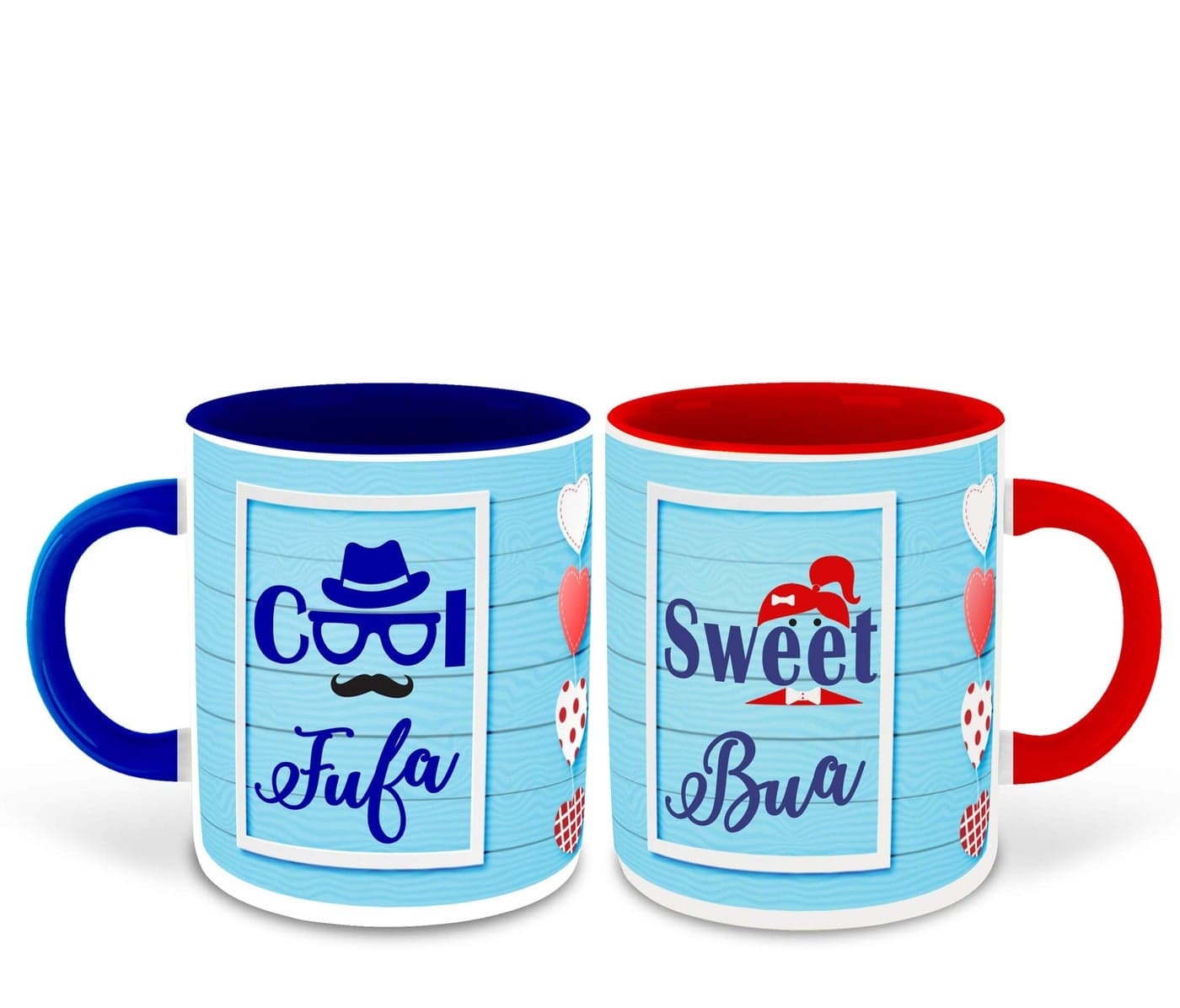 WHATS YOUR KICK Fufa and Bua Inspired Dark Blue & Red Inner Colour Set of 2 Coffee Mug- Fufa Ji, Bua Ji, Best Quotes, Happy Birthday, Relation, Couple Quotes, Unique Gifts (Fufa & Bua)