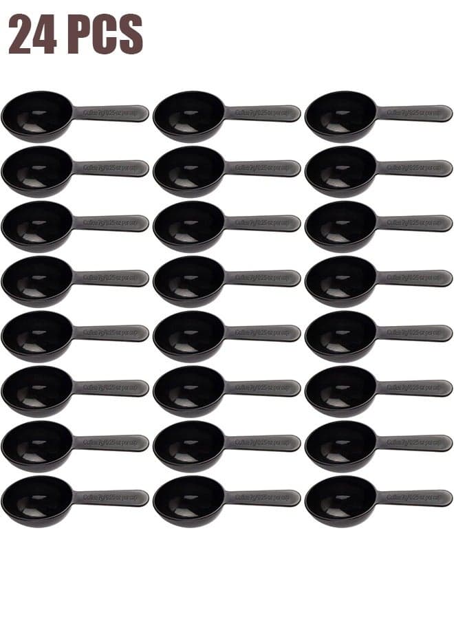 24 Pack Coffee Bean Measuring Spoons, Disposable Teaspoon Measuring Spoons, Coffee Scoop Measure for Tea Sugar Spices ( 7g, Black )