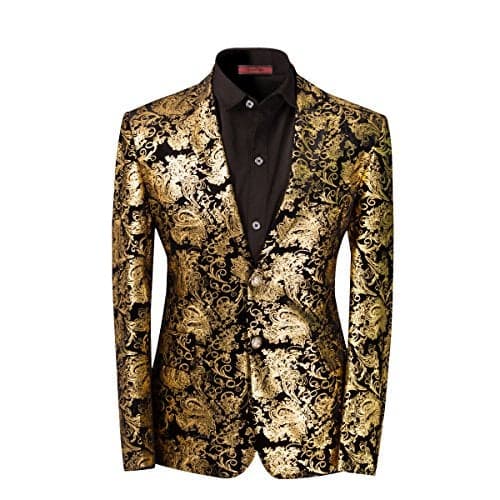Men's luxury Casual Dress Suit Slim Fit Stylish Blazer Golden XX-Large