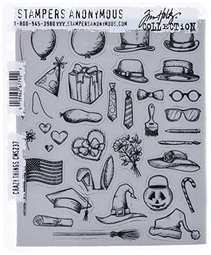 Stampers Anonymous Tim Holtz Cling Stamps 7"X8.5", Crazy Things