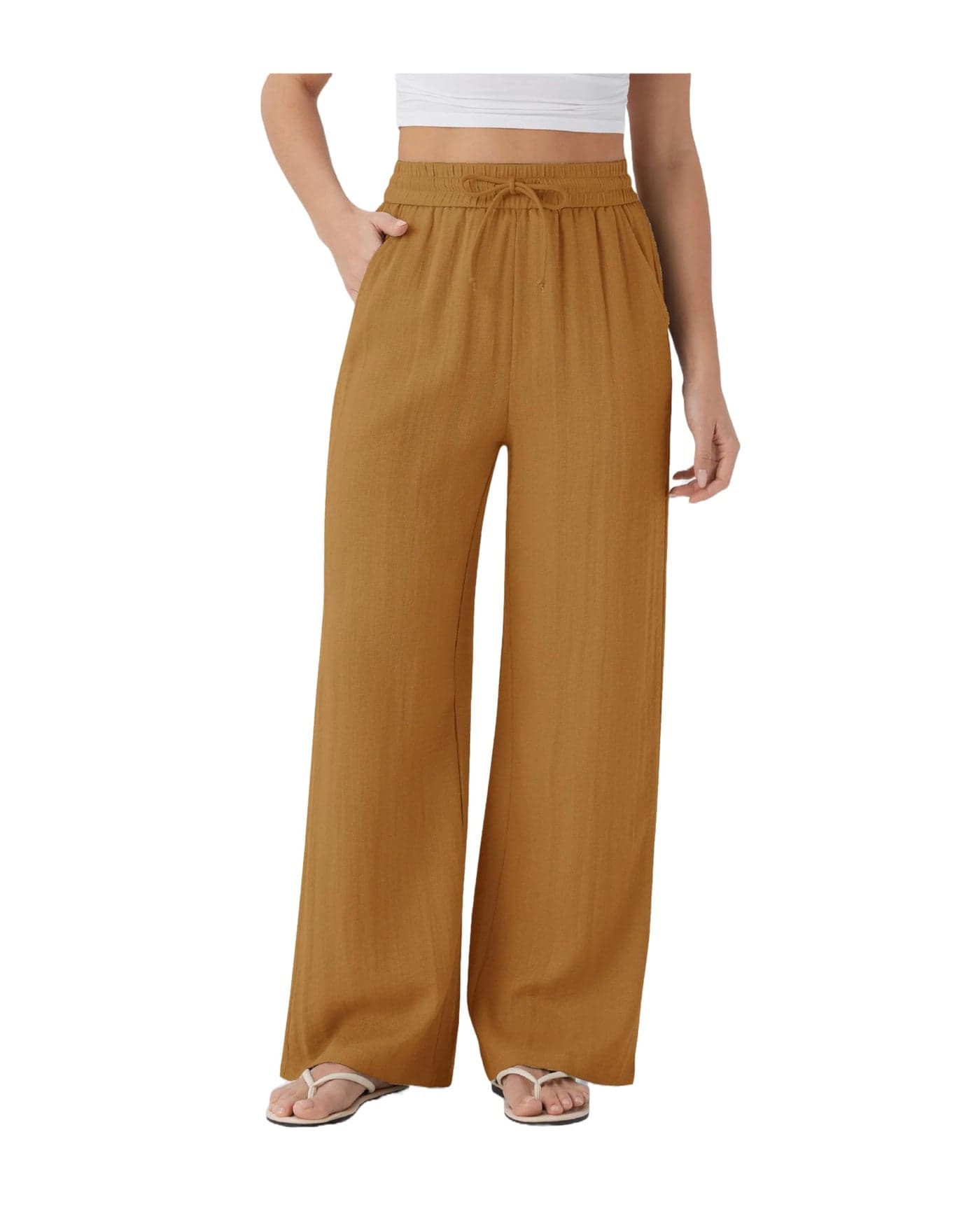 Nermosa High-Waist Korean Trousers with Wide Baggy Fit | Trendy GenZ Streetwear Pants | Trousers | Women Trousers | (in, Numeric, 28, Regular, Beige)