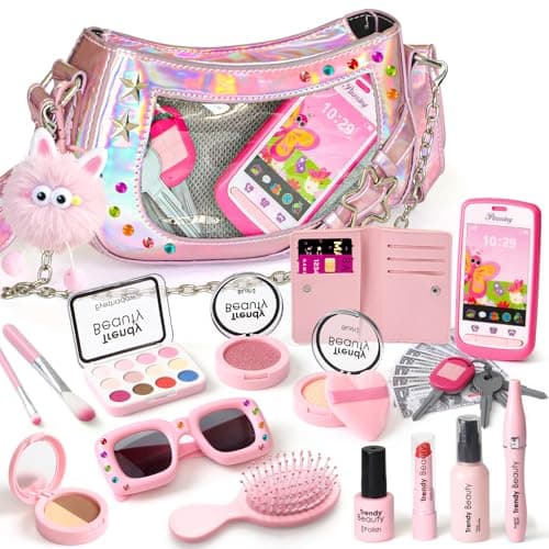 Toylink Toddler Purse for Little Girls Pretend Play Makeup Toy Set for Toddlers 35 with Plushie Phone Wallet My First Kids Purse Princess Birthday Gifts for 3 4 5 6 7 8 Year Old Baby Girls