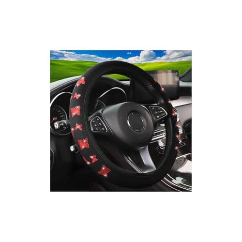 KHGUZ Car Steering Wheel Cover Polyester Fiber Vehicle Steering Wheel Protectcor NonSlip Comfortable Auto Interior Protective Accessories 15 inch Universal for Vehicles SUVs RVsRed