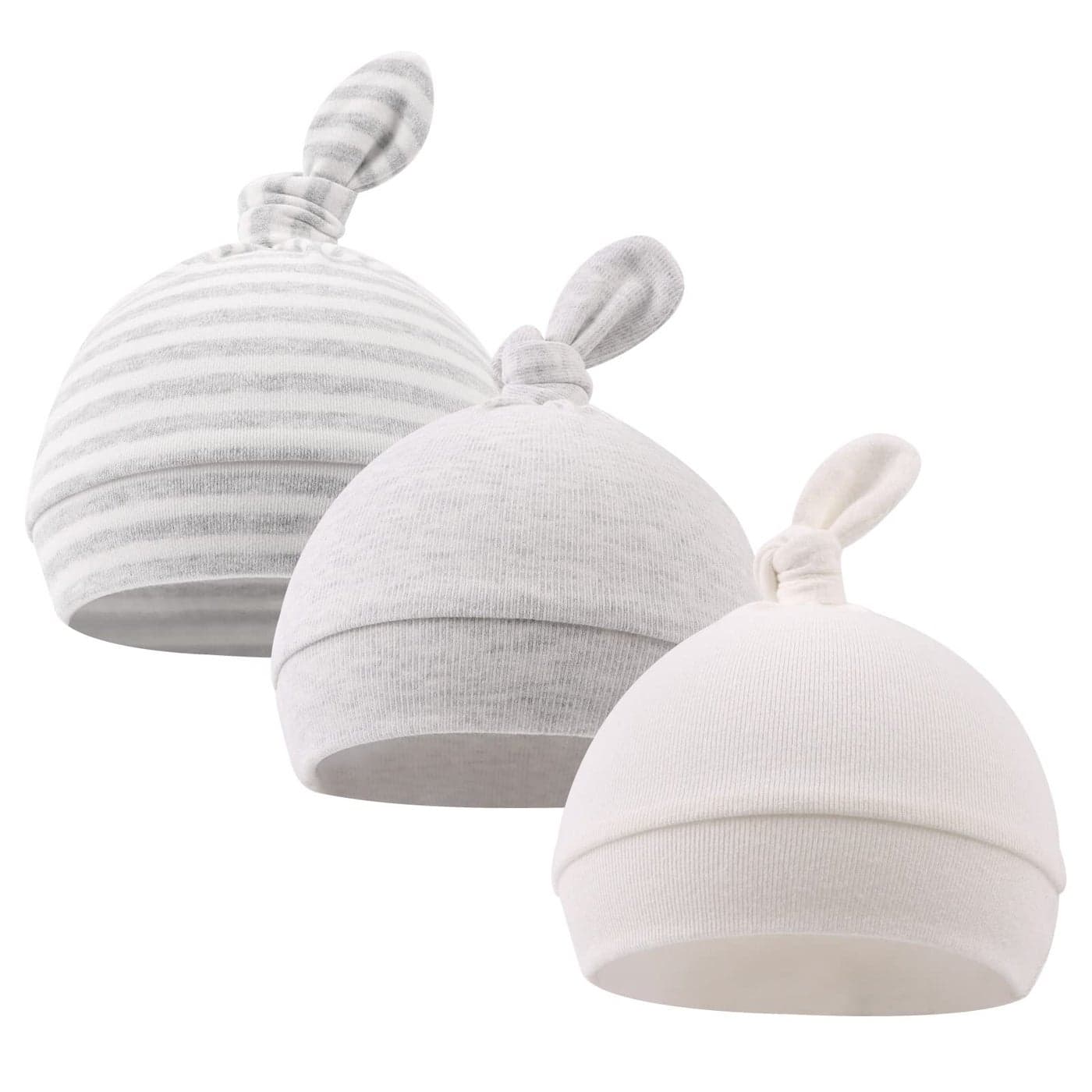 Original Cotton Newborn Hats for Girls Striped Preemie Baby Hats Bear Ears Infant Boys Beanies 03 Months KnotWhiteGrayGray Stripe 03 Months