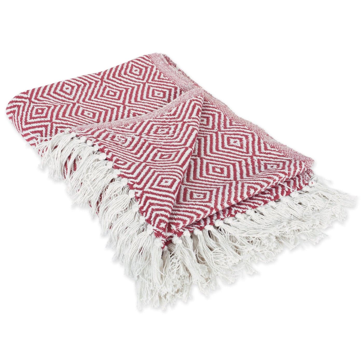 DII Diamond Throw Collection Woven Cotton 50x60 Barn Red