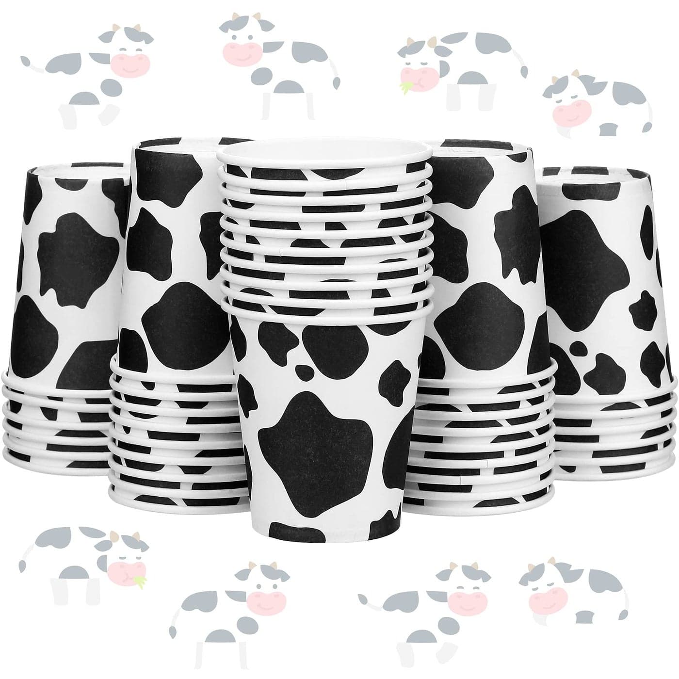 Honeydak 40 Pieces Cow Cup Disposable Paper Snack Cups 9 oz Western Cowboy Cow Print Cups Cow Theme Party Decorations Thickened Espresso Cup for Birthday Party Favor Supplies