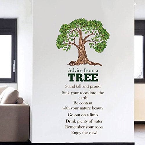 Rawpockets Decals ' Advice from Tree - Living Room ' Large Size Wall Sticker (Wall Coverage Area - Height 55 cms X Width 100 cms)(Pack of 1)