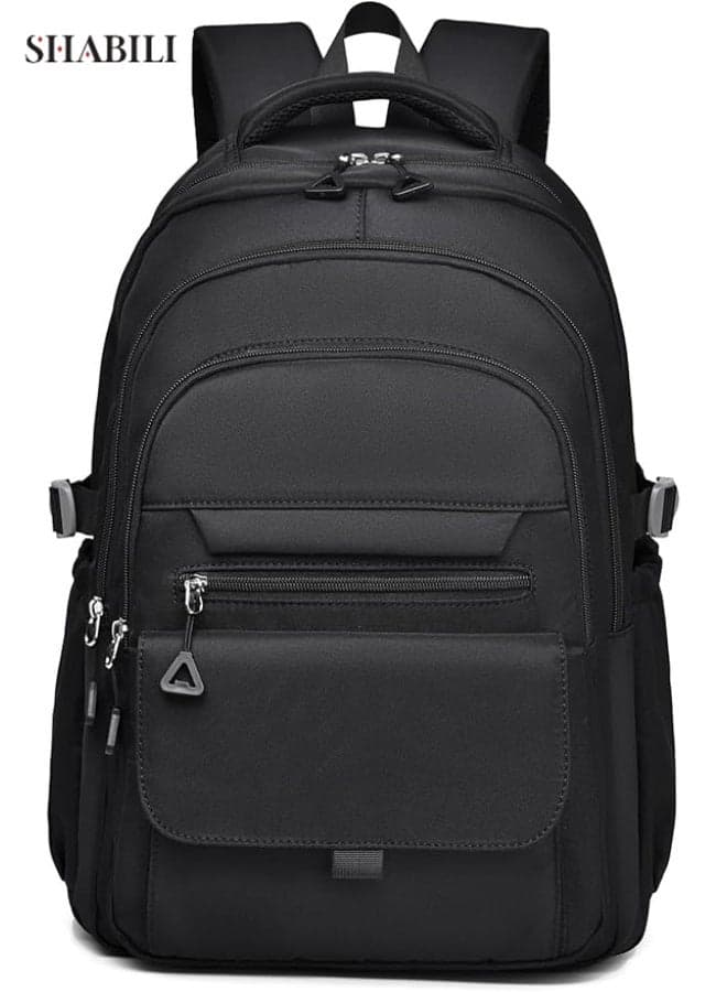 Unisex Water-Resistant Oxford Laptop Backpack Cross Bags, Youth Teenagers Children Men Women Boys Girls College Multi-Compartment Rucksack, Travel School Daypack with USB Port (Oxford) (Black)