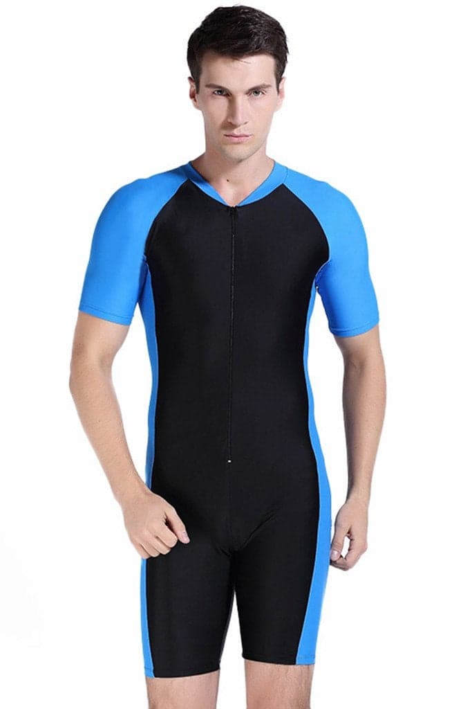 Cokar Men Sun Protection Sunsuit Short Sleeves Black Blue Black-Man Small