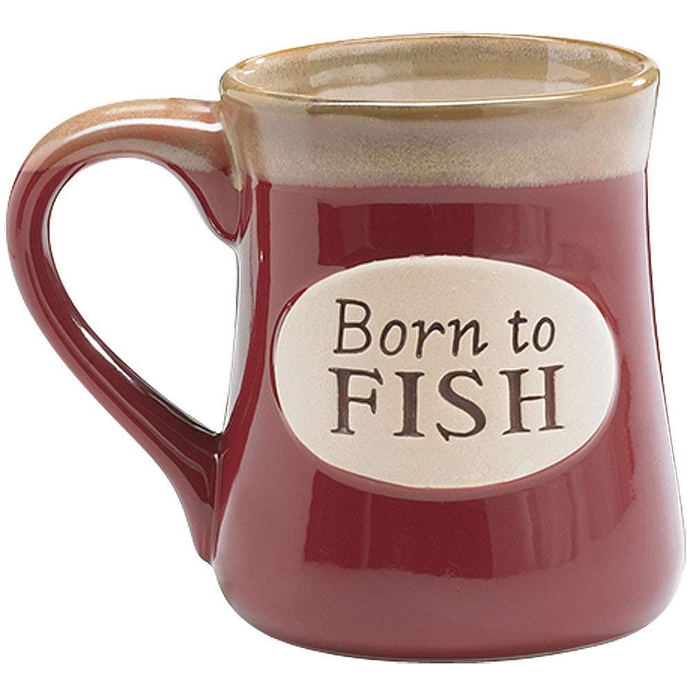 Born to Fish Coffee Mug with Fishermans Serenity Prayer Great Fishing Gift