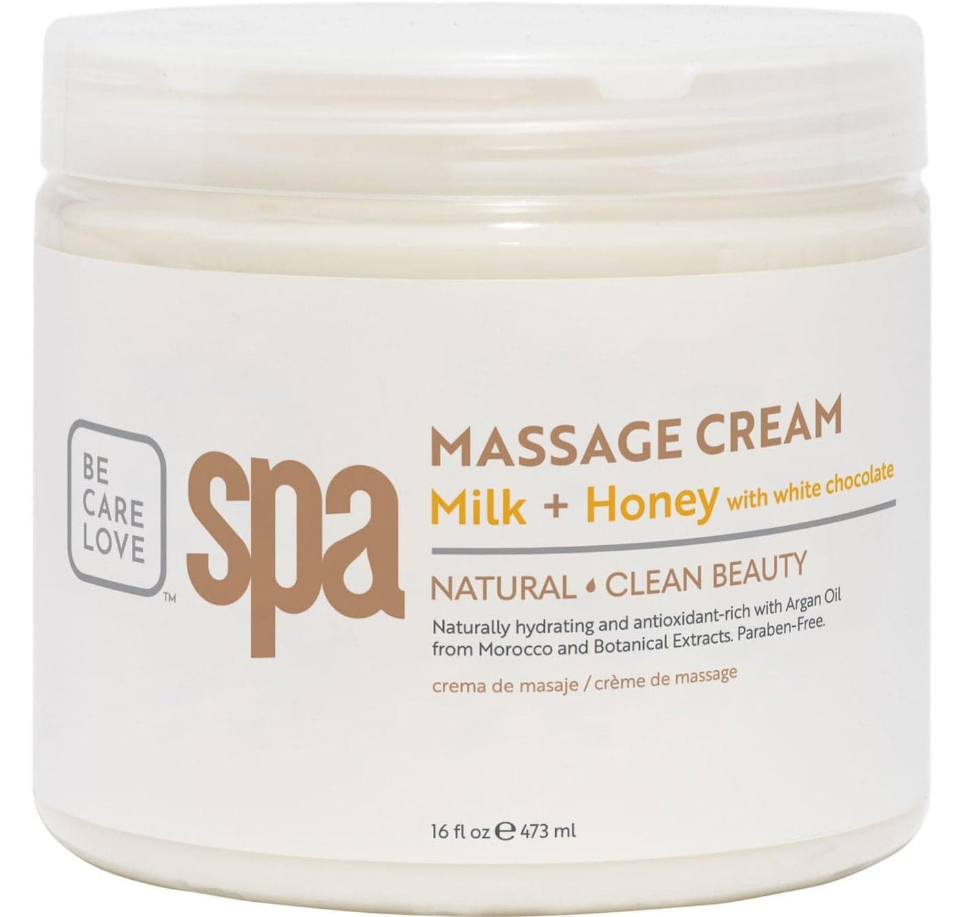 BCL SPA Massage Cream Organic Milk Honey with White Chocolate Body Lotion Shea Butter Aloe Vera Arnica Peppermint Kelp Tea Tree Olive Argan and Jojoba Oils HomeProfessional Use 16 fl oz