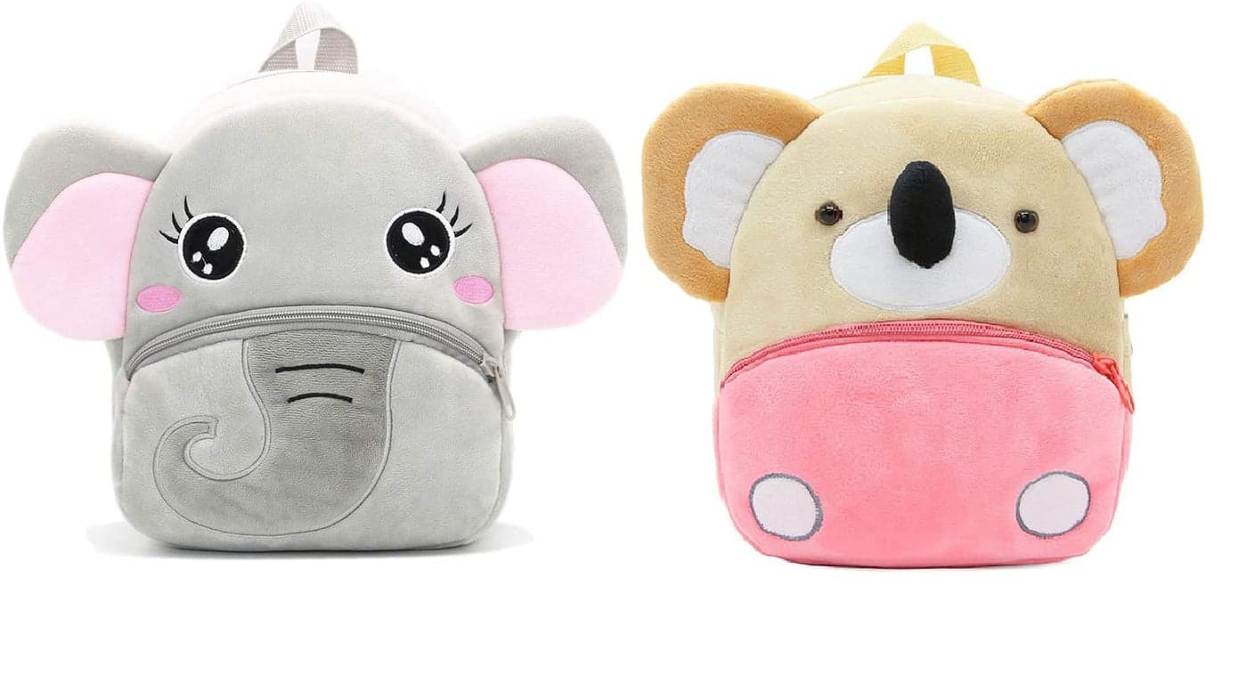 blue tree Kids School Bag Soft Plush Backpack Cartoon Bags Mini Travel Bag for for Girls Boys Toddler Baby Elephant & Koala