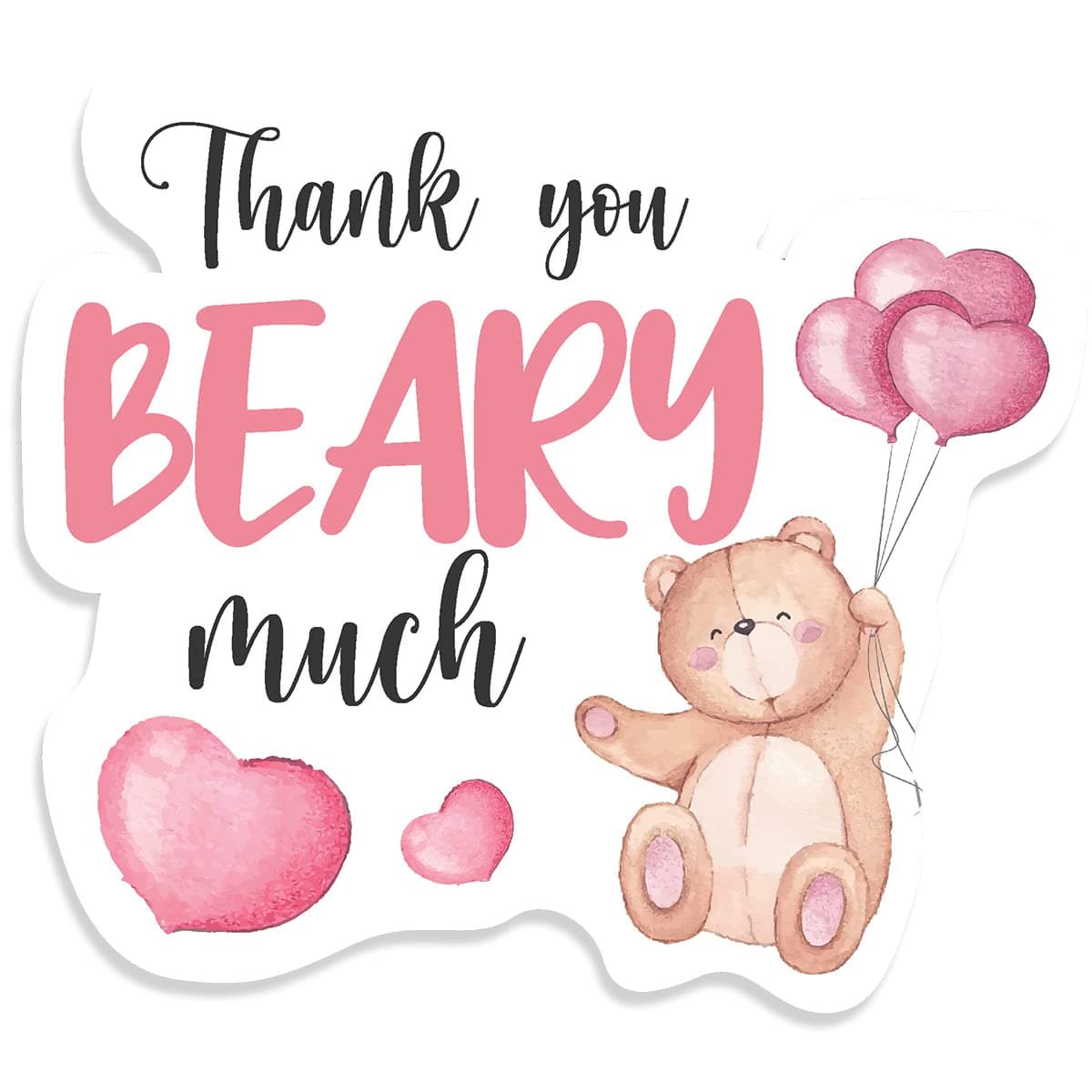 Cute Thank You Beary Much Pink Bear Girl Shower Thank You Stickers LabelsBear Lover Party Sticker for Girl Shower Birthday Party Favor Label Decorations10 in80 Labels